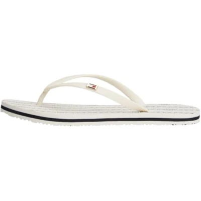 Abbildung von Tommy Hilfiger Damen Flip Flops Strap Beach Sandals mit Logo, Elfenbein (Ivory), 36