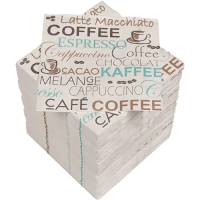 Abbildung von HEKU Café Motiv Cocktail Servietten, 3 lagig, 25x25cm, 150 Stück , Stilvolles Design Ideal für Feiern Praktisch Verpackt