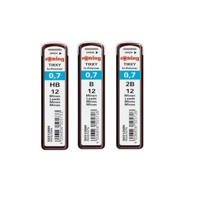 Abbildung von rOtring Tikky Hi Polymer Ersatzminen, 0,7 mm, B, 12 Minen, HB, 2B (12 Minen)