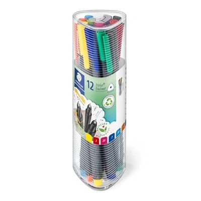 Abbildung von STAEDTLER triplus 334 PR12 Fineliner, dreikant, 0, 3 mm, 12 Stück in transparenter Dose