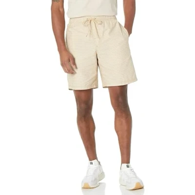 Abbildung von Amazon Essentials Herren Walkshorts Schrittlänge 20 cm lockere Passform mit Kordelzug (in Übergröße erhältlich), Khakibraun Weiß Streifen, XL