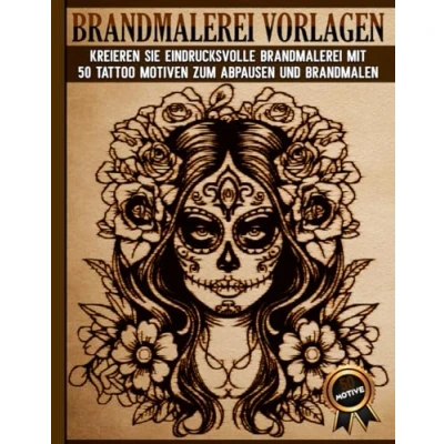 Abbildung von Brandmalerei Vorlagen: Wunderschöne Pyrographie Schablonen zum Abpausen und Brandmalen mit Fantasie Tatoos Motiven