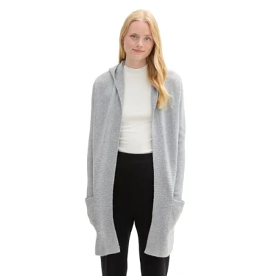 Abbildung von TOM Tailor Denim MIT Kapuze Strickjacke, Damen, Größe: Medium, Cement grey mélange