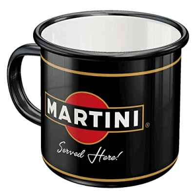 Abbildung von Nostalgic Art Retro Emaille Tasse, 360 ml, Martini Served Here Geschenk Idee als Bar Zubehör, Camping Becher, Vintage Design