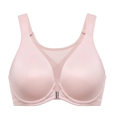 Abbildung von DELIMIRA Damen Haltungskorrektur BH mit Vorderverschluss Große Brüste Starker Halt Bügel Soft Tiefen Ausschnitt Nacktes Rosa 90D