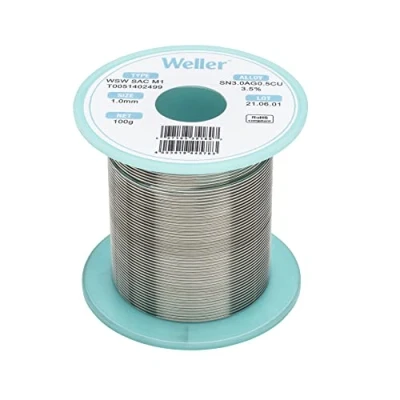 Abbildung von Weller WSW SAC M1 (T0051402499) Bleifreier Lötdraht, Ø 1,0 mm, Legierung Sn96.5Ag3Cu0.5, Flussmittelgehalt 3,5%, 100 g