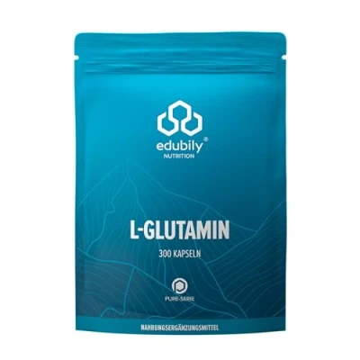Abbildung von edubily nutrition® L Glutamin Kapseln 300 Stck Hochdosiert mit 750 mg pro Kapsel Vegane Aminosäure aus Fermentation Freies ohne Zusätze Laborgeprüft (Kapseln)