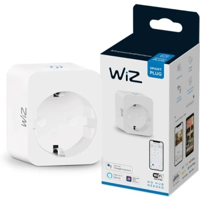 Abbildung von WiZ Smart Plug, smarte Steckdose, Steuerung per App/Stimme über WLAN, Einzelpack, Weiß