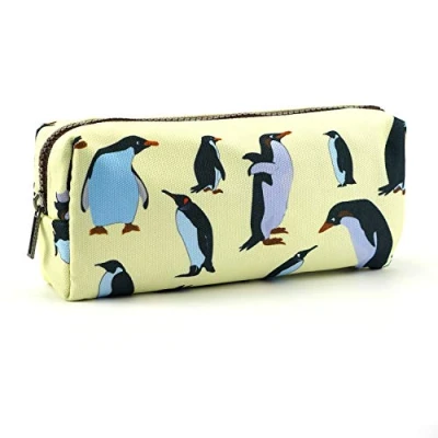 Abbildung von Federmäppchen mit Pinguin Motiv aus Leinen für Stifte und Schreibwaren, auch als Make up Kosmetiktasche geeignet