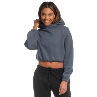 Abbildung von Light &amp; Shade Damen Cropped Kapuzen Sweatshirt, Blau, S