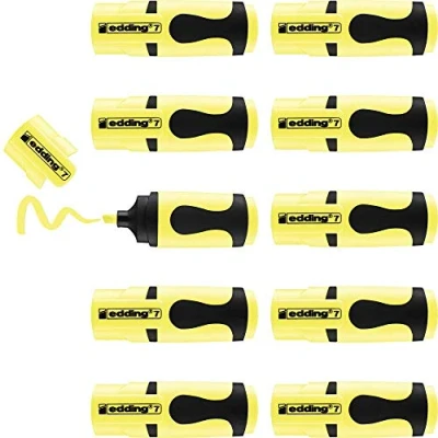 Abbildung von edding 7 Mini Textmarker pastellgelb 10 highlighter pens Keilspitze 1 3 mm klein in trendigen Farben für Bullet Journal, Schule, Uni oder Büro