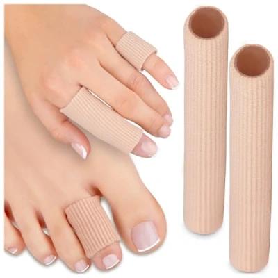 Abbildung von HALUTO Zehenschutz 2 Stück Zehen und Finger Schutz zum zuschneiden Zehenkappe Zehenspreizer gegen Hühneraugen, Blasen, Hallux, Hammerzehen Zehenschlauch Bandage
