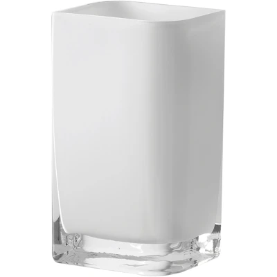 Abbildung von Leonardo Lucca moderne Tisch Vase aus Glas, handgefertigte Kasten Vase, modernes Glas Tischlicht, rechteckige Deko Farbglas in weiß, 11 x 20 9,5 cm (BxHxT), 065955
