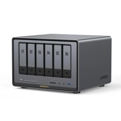 Abbildung von UGREEN NASync DXP6800 Pro 6 Bay Desktop NAS, Intel i5 1235u 10 Core CPU, 8GB DDR5 RAM, 128G SSD, 2 * 10GbE, 2*M.2 NVMe Steckplätze, 8K HDMI, 2*TBT4, Network Attached Storage (Diskless)