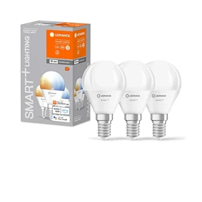 Abbildung von LEDVANCE Smarte LED Lampe mit WiFi Technologie für E14 Sockel, matte Optik ,Lichtfarbe änderbar (2700K 6500K), 470 Lumen, Ersatz herkömmliche 40W Leuchtmittel, smart dimmbar, 3 er Pack