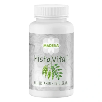 Abbildung von MADENA HistaVital, Nährstoffkomplex bei Histaminintoleranz mit Quercetin 500mg pro Tag, Vitamin C (gepuffert) &amp; 10 weitere Mikronährstoffe, DAO Enzym Support 100 Kapseln