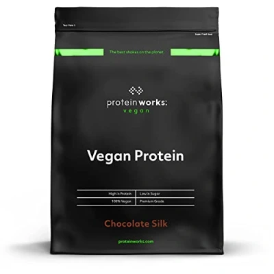 Abbildung von Protein Works Vegan Protein, Pflanzlicher Proteinshake, Veganes Proteinpulver, Glutenfrei, 33 Shakes, Chocolate Silk, 1kg