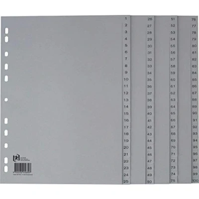 Abbildung von Oxford A4 Kunststoff Register, 100 teilig, ohne Deckblatt, grau