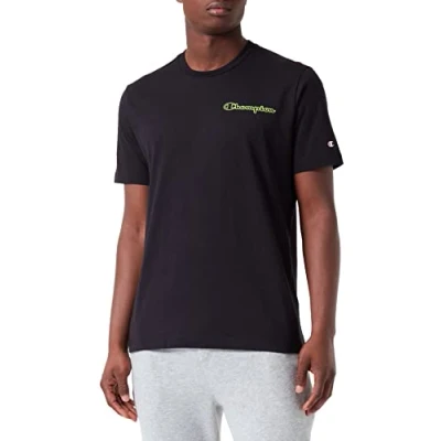 Abbildung von Champion Herren Legacy Neon Spray Contrast Logo S/S T Shirt, Schwarz, M EU