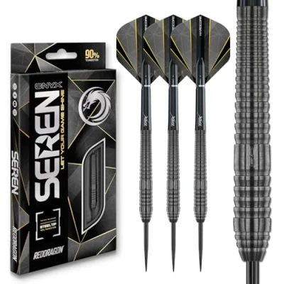 Abbildung von RED DRAGON Darts Seren Onyx 2 21g 90% Wolfram Professional Stahlspitze Dart Set mit Flüge und Dartschäfte