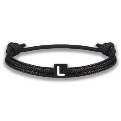 Abbildung von GD GOOD.designs Armband mit Buchstabe L zu Valentinstag Verstellbares Partnerarmband (14cm 25cm) schwarz geflochtenen Seil