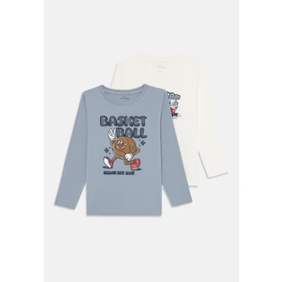 Abbildung von Name it Nmmvux 2 PACK Langarmshirt für Kinder, Größe: 122/128, Tradewinds/cloud dancer