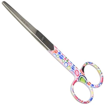 Abbildung von Gima Gerade Schere für Krankenpfleger, spitze/stumpfe, aus rostfreiem Stahl, Leoparden Fantasie, seidenglänzend und pulverbeschichtet, Länge 14 cm, zum professionellen Gebrauch