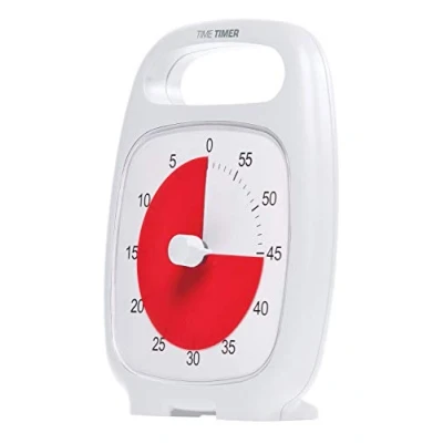 Abbildung von TIME Timer PLUS 60 Minuten Visueller Analog Uhr Optionaler aktustischer Alarm (Lautstärkeregler) Kein lautes Ticken; Zeitmanagement Tool (weiß)