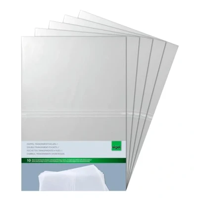Abbildung von SIGEL SM180/5 Doppel Transparenthüllen für A4 Speisekarten Mappen Gummibindung, 5x10 Stück, strapazierfähig und leicht abwischbar
