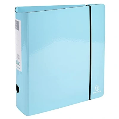 Abbildung von Exacompta 53766E Premium Ordner Exafile 2.0 runder Rücken 8 cm breit DIN A4 aufgeklebtes Rückenschild Prem&#039;Touch Aquarel Pastell Blau Ringordner Aktenordner Briefordner Büroordner Plastikordner
