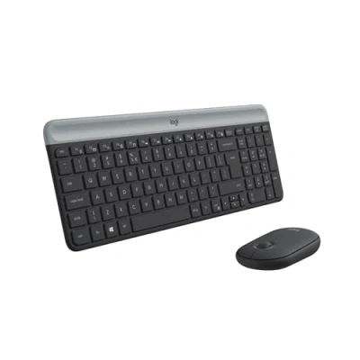 Abbildung von Logitech MK470 Slim Combo Kabelloses Tastatur Maus Set, 2.4 GHz Verbindung via Nano USB Empfänger, 10m Reichweite, 18 Monate Batterielaufzeit, PC/Laptop, Niederländisches QWERTY Layout Graphit