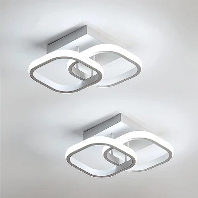 Abbildung von Comely 2 Packung LED Deckenleuchten Modern, 24W 2700LM Kleine Quadratische Deckenleuchte, Kaltweiß 6500 K Innenbeleuchtung für Schlafzimmer, Wohnzimmer, Gang, Flur, Balkon, Treppeneingang