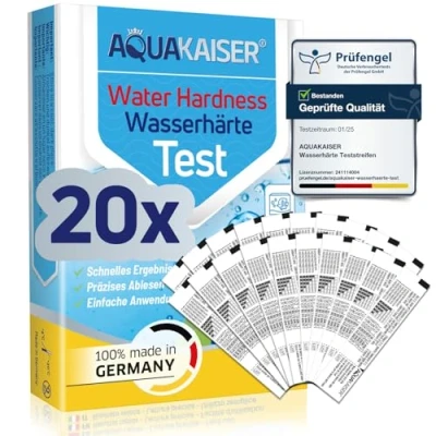 Abbildung von Wasserhärte Teststreifen dH 20 Stück einzeln versiegelt Made in Germany Wasserhärtetest für Trinkwasser, Pool, Aquarium, Geschirrspüler