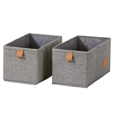 Abbildung von LOVE IT STORE Premium Schubladenbox 2 teilig Organizer für den Kleiderschrank aus Leinen Verstärkt mit Karton Set zwei kleinen Boxen Grau 15x30x15 cm