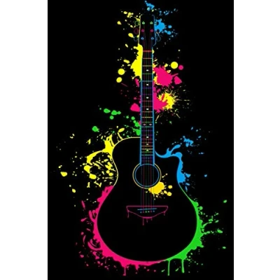 Abbildung von Notizen: A5 Tabulatur Block 120 Seiten Notizbuch mit einer bunten Gitarre auf dem Cover perfekt als und Notenbuch perfektes Geschenk für Gitarristen, Gitarrenspieler Musiker!