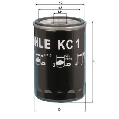Abbildung von MAHLE ORIGINAL KC 1 Kraftstofffilter Anschraubfilter OPEL: Monterey B