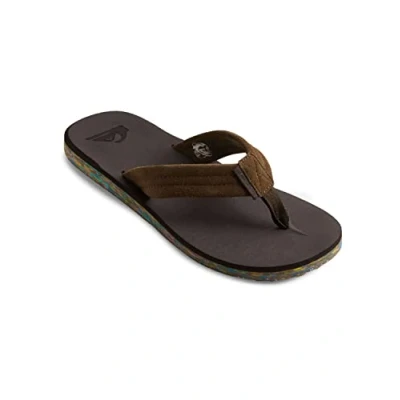Abbildung von Quiksilver Carver Recycled Pantolette flach, Herren, Größe: 46, Brown Veloursleder