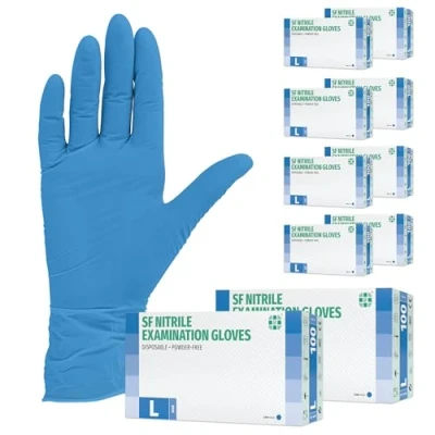 Abbildung von Nitrilhandschuhe 1000 Stück 10 Boxen (L, Blau) Einweghandschuhe, Einmalhandschuhe, Untersuchungshandschuhe, Nitril Handschuhe, puderfrei, ohne Latex, unsteril, latexfrei, blue, disposible gloves