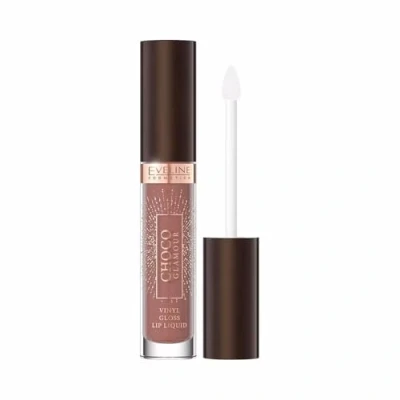 Abbildung von Eveline Cosmetics Choco Glamour Veganer Lippenstift mit Vitamin E, Jojobaöl &amp; Sheabutter Nährend Feuchtigkeitsspendend für verführerische Lippen Erhältlich in 3 satten Nuancen