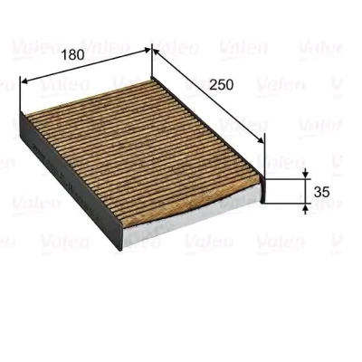 Abbildung von VALEO 701032 Innenraumfilter Aktivkohlefilter mit Polyphenol, fungizider Wirkung, antiallergischer Wirkung 180 250 35 CLIMFILTER SUPREME