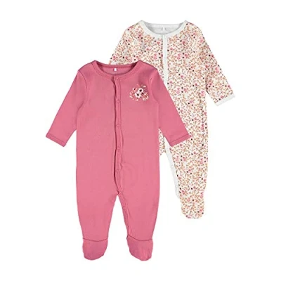 Abbildung von Name it Nbfnightsuit Rose Flower 2 PACK Strampler für Kinder, Größe: 92, wine