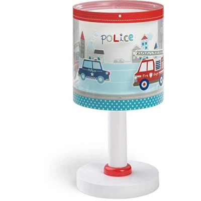 Abbildung von Dalber Kinder Tischlampe Nachttischlampe kinderzimmer Polizei Feuerwehrmänner Autos Police, 60611, E14