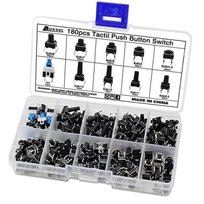 Abbildung von Aussel 10 Werte 180 Pieces Taktiler Drucktastenschalter Micro Momentary Tact Sortiment Kit (180PCS)