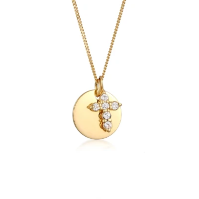 Abbildung von Elli Layer Cross COIN Sparkling Halskette goldcoloured, Damen, Größe: 45, Gold/coloured
