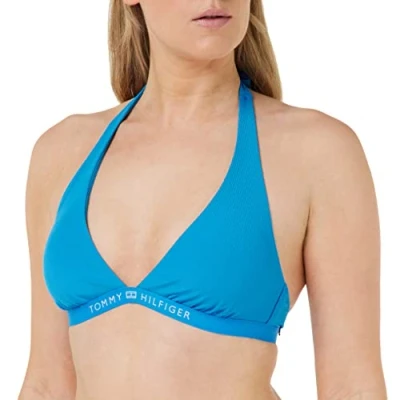 Abbildung von Tommy Hilfiger Halter Triangle Bikinitop, Damen, Größe: Small, Shocking blue