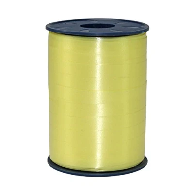 Abbildung von C.E. PATTBERG Geschenkband hellgelb, 250 Meter Ringelband 10 mm zum Basteln, Dekorieren &amp; Verpacken von Geschenken zu jedem Anlass