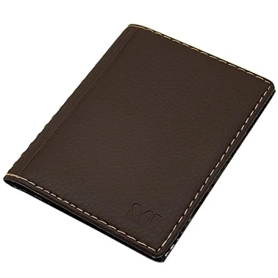 Abbildung von Elegantes Ausweisetui/Ausweishülle/Kreditkartenetui mit Kontrastnaht 12 Fächer MJ Design Germany Made in EU Designs (Design 2 / Braun)