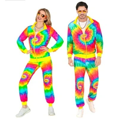 Abbildung von W WIDMANN MILANO Party Fashion Kostüm Trainingsanzug, Neon psychedelisch Hippie Party, 80er Jahre Outfit, Jogginganzug, Bad Taste Faschingskostüme