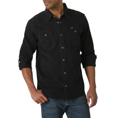 Abbildung von Wrangler Herren Iconic Regular Fit Snap Shirt Hemd mit Button Down Kragen, Schwarz Denim, XX Large