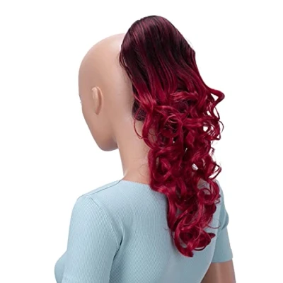 Abbildung von CAISHA 40cm Haarzopf Lily Haarteil mit Butterflyklammer Pferdeschwanz Haarverlängerung Voluminös Gewellt Ombré Rot Mix H145